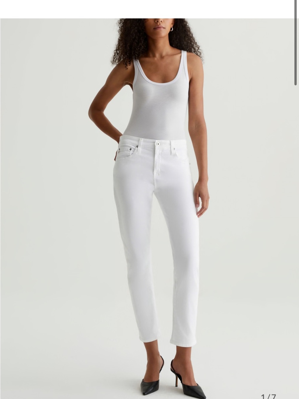 AG Adriano Goldschmied White Cropped Boyfriend Jeans